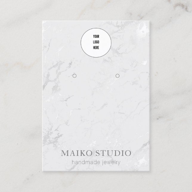 Modern Silver Vein Marble Earring Display Cards (Front)