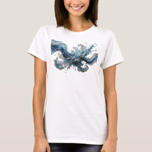 Modern Silver WATER WAVE Text Design T-Shirt
