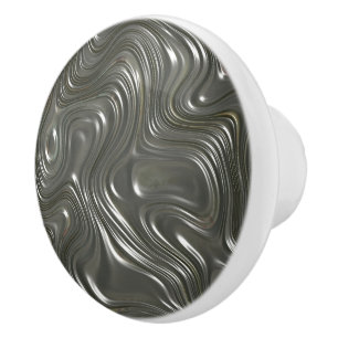 Modern Silver Waves Door Knobs Ceramic Draw Pull