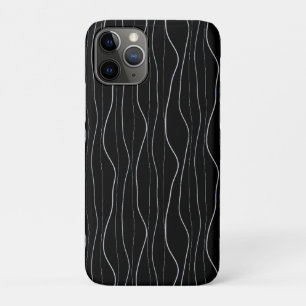 Modern Silver Wavy Lines Pattern iPhone 11 Pro Case