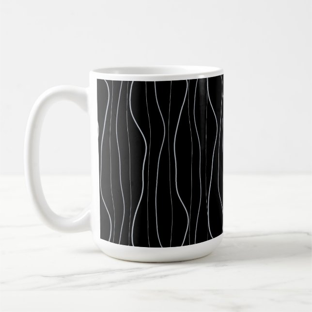 Modern Silver Wavy Lines Pattern Coffee Mug (Left)