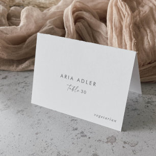 Modern Silver Wedding Menu Option Place Cards