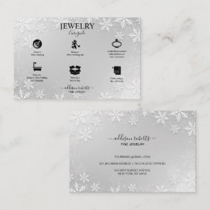 Modern Silver Winter Snowflakes Business Card