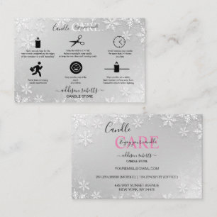Modern Silver Winter Snowflakes Business Card