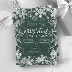 Modern Silver Winter Wonderland Christmas Green Invitation