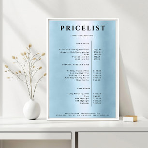 Modern Simpel Blue Salon Price List Poster