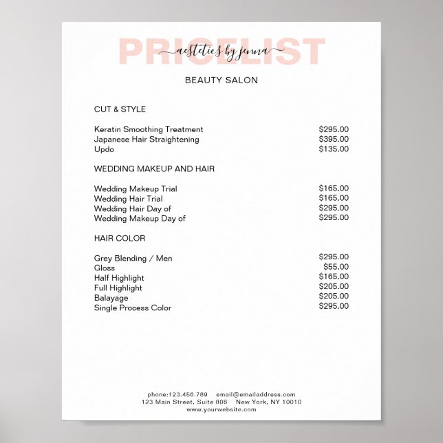 Modern Simpel Preislisten  Poster (Front)