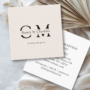 Modern, simpel, professional, salon, beige square business card