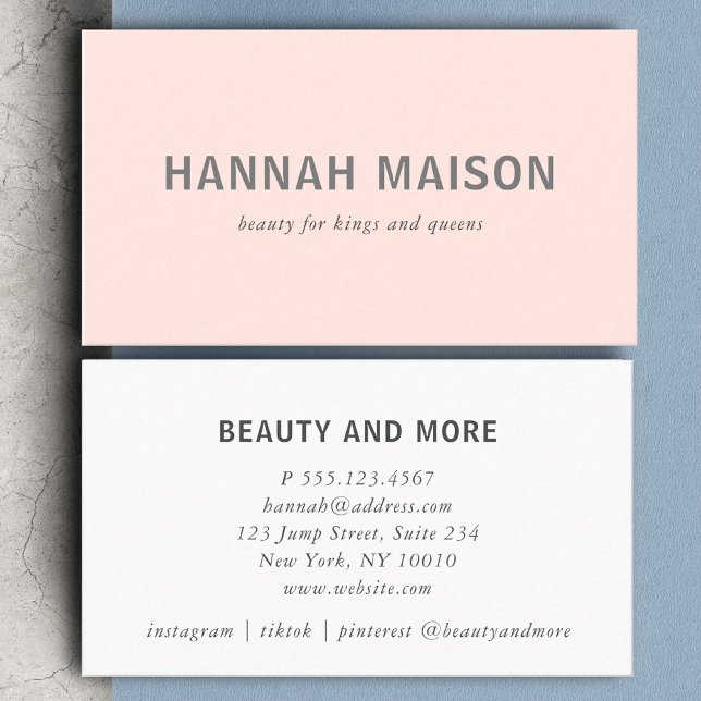 Modern, simpel, professional, salon, light-pink business card (Creator Uploaded)