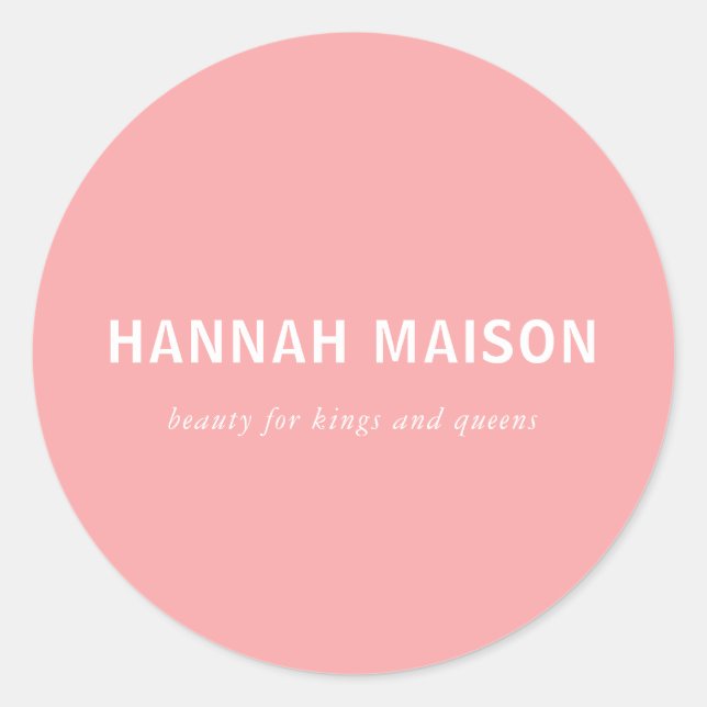 Modern, simpel, professional, salon, pink classic round sticker (Front)