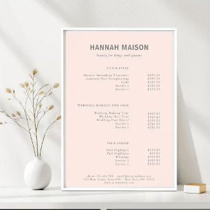 Modern Simpel, Professional, Salon, Price List Poster