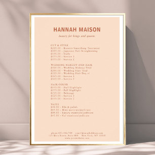 Modern Simpel, Professional, Salon, Price List Poster