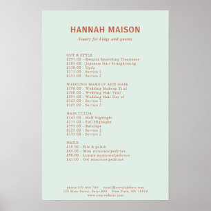 Modern Simpel, Professional, Salon, Price List Poster
