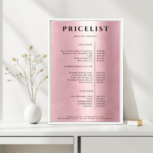 Modern Simpel Rosegold Salon Price List  Poster