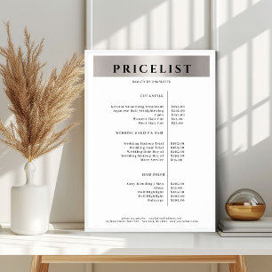 Modern Simpel Silver Salon Price List Poster