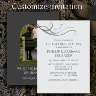 Modern Simple 25th Wedding Anniversary Arch Photo  Invitation