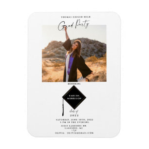 Modern Simple 2 Photo Graduation Party Invitation  Magnet