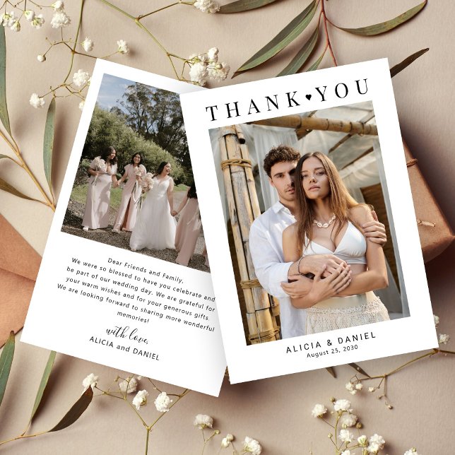 Modern simple 2 photo  thank you card (Creator Uploaded)