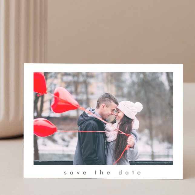 Modern Simple 2 Photo Wedding Save The Date Postcard (Creator Uploaded)