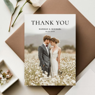 Modern Simple 2 Photo Wedding Thank You Card