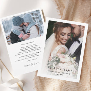 Modern Simple 2 Photos Wedding Thank You Card