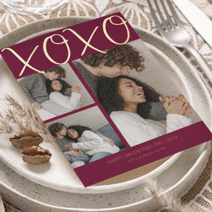 Modern Simple 3 Photo Valentines Day Foil Holiday 