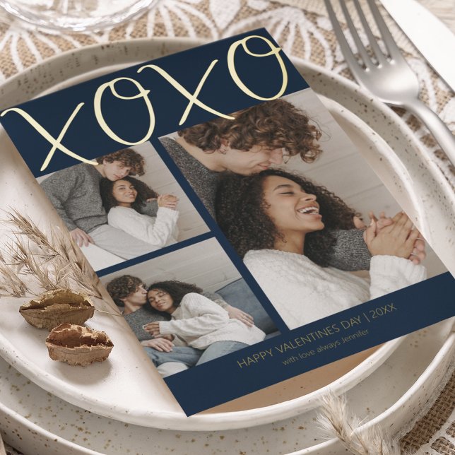 Modern Simple 3 Photo Valentines Day Foil Holiday  (Creator Uploaded)