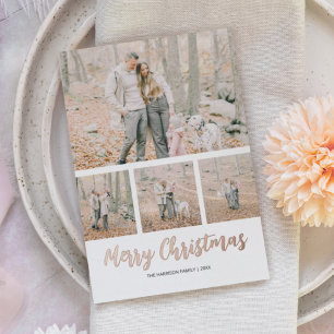 Modern Simple 4 Photo Christmas Holiday