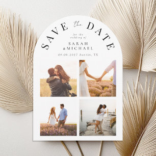 Modern Simple 4 Photo Collage Arch Wedding Save The Date