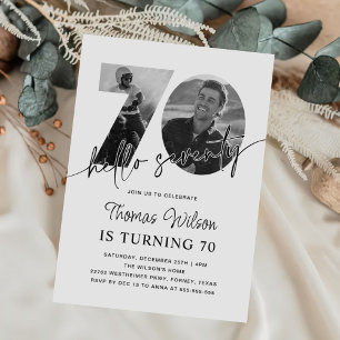 Modern Simple 70th Birthday Photo Invitation