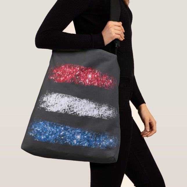 *~* Modern Simple Abstract American Flag AP16 Crossbody Bag (Close Up)