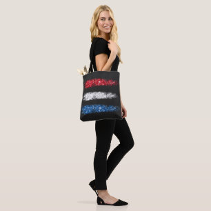 *~* Modern Simple Abstract American Flag Black Tote Bag