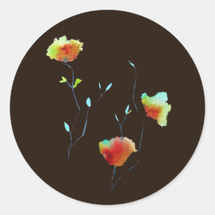 Modern simple abstract flower art design classic round sticker