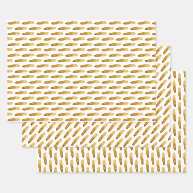 Modern simple abstract gold brush strokes wrapping paper sheet (Set)