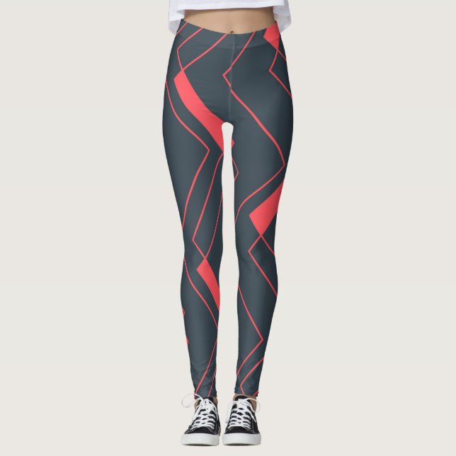 Modern, simple, abstract, vibrant, trendy pattern leggings (Front)