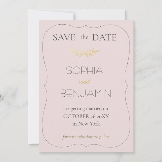 Modern Simple And Minimalist Wedding Dusty Rose  Save The Date (Front)