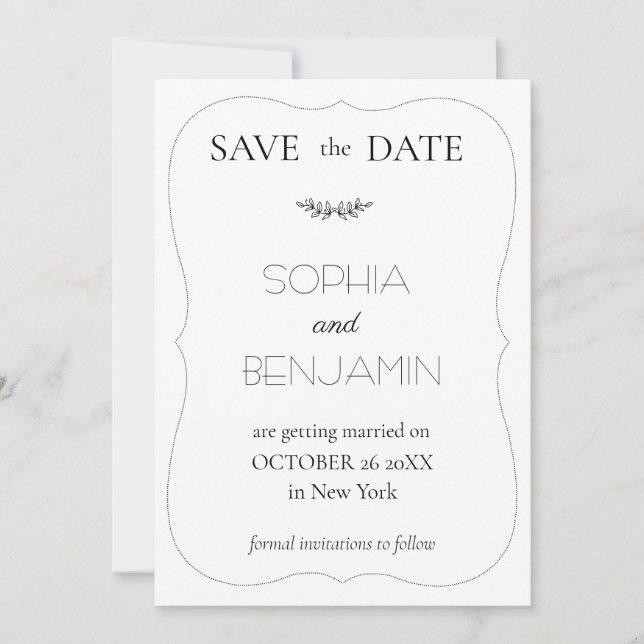 Modern Simple And Minimalist Wedding Save The Date (Front)