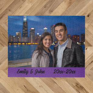 Modern Simple Anniversary Photo Jigsaw Puzzle