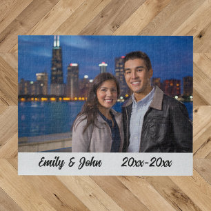 Modern Simple Anniversary Photo Jigsaw Puzzle