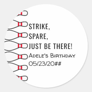 Modern Simple Any Age Bowling Birthday Party Classic Round Sticker