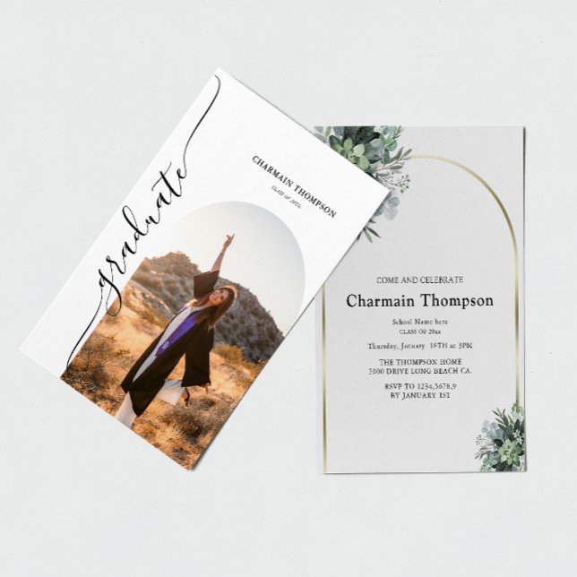 Modern Simple Arch Photo  Graduation Invitation (Creator Uploaded)