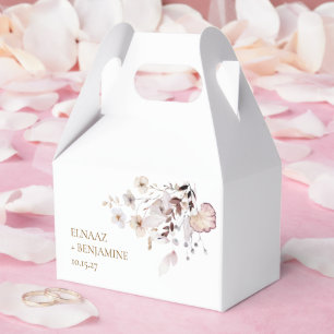 Modern Simple Autumn Dried Floral & Leaves Wedding Favour Box