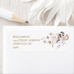 Modern Simple Autumn Dried Floral & Leaves Wedding Return Address Label
