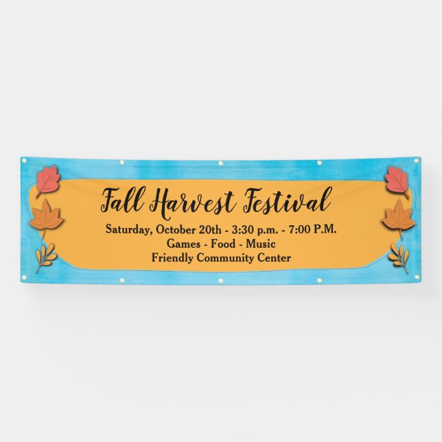 Modern Simple Autumn Leaf Harvest Banner (Horizontal)