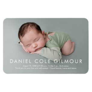 Modern Simple Baby Boy Name Photo Birth Magnet