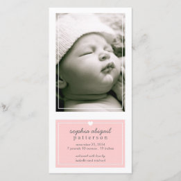 Modern Simple Baby Girl Birth Announcement Pink