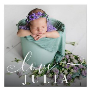 Modern Simple Baby Photo Script Love Poster