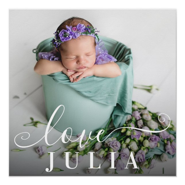 Modern Simple Baby Photo Script Love Poster (Front)