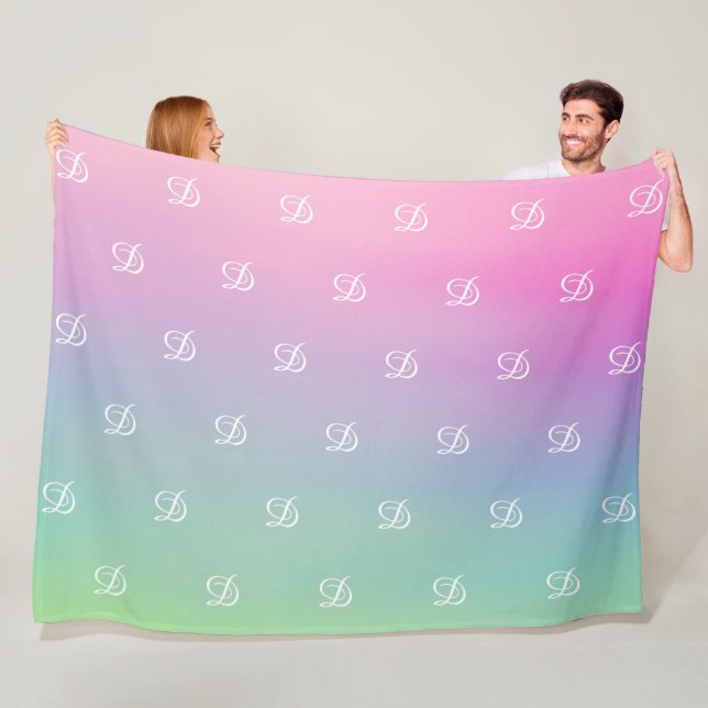 modern simple baby pink monogrammed initial  fleece blanket (In Situ)