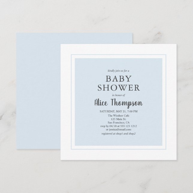 Modern Simple Baby Shower Invitation (Front/Back)